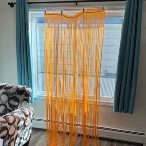 Orange Cellophane Fringe Hanging Decoration